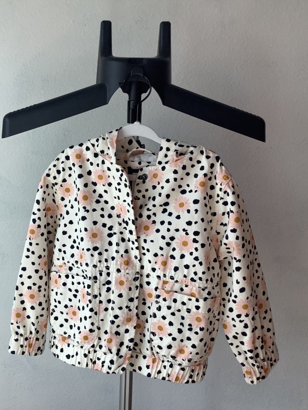 NWT Cotton: On Toddler Girls Macy Hooded Jacket Pink Black Leopard Daisy Sz:3-4